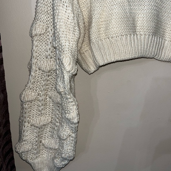 Shein Pom Pom Drop Shoulder Cropped Sweater in Beige — Large - Picture 2 of 9